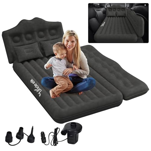 Car Air Mattress Bed: Inflatable Back Seat Air Mattress for Car, Thick Camping Sleeping Pads with 2 Pillows & Air Pumps, Fits Sedan/Truck/SUV, Black - color: Black, size: Car Air Mattress
