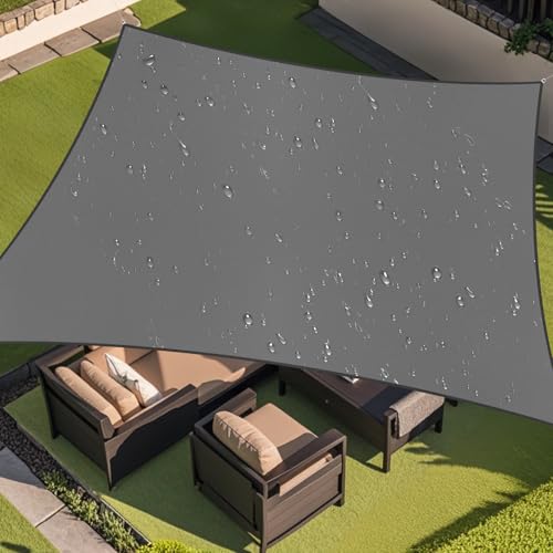 Amagenix Waterproof Sun Shade Sail 10'x13' Dark Grey Shade Canopy Curved Edge 95% UV Blocking Awning Shelter for Outdoor Patio Backyard Garden Activities,Customized - color: Dark Grey, size: 1 0' X 1 3', style: Waterproof Rectangular