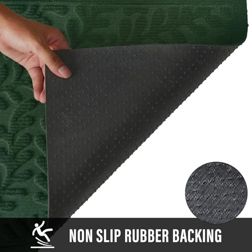 HIYARD Front Door Mat, Absorbent Dirt Trapping Welcome Door Mat Indoor Outdoor, Non Slip Entry Mat, Indoor Outdoor Door Mats, Fade Resistant, Low Profile Doormat for Entryway, 29×17, Green - color: Green, size: 1'5" x 2'5" (Rectangular)