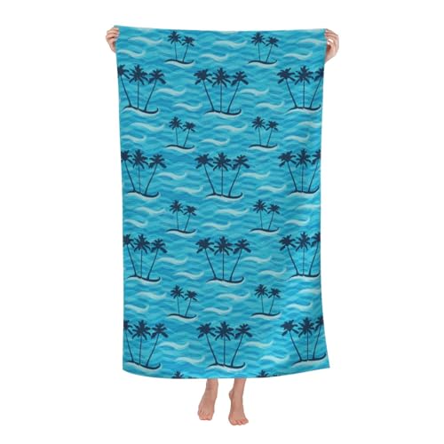 JOOCAR Blue Coconut Tree Beach Towel Sea Wave Microfiber Beach Towels Tropical Bath Towels Big Extra Large XL Pool Towels Oversized Quick Dry Sandproof for Women Men Kids Summer Decor 30x 60 Inch - color: B8
