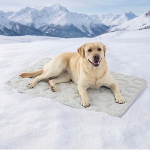 LE SURE Dog Cooling Mat for Extra Large Dogs -Q-Max>0.5 XL Breathable Thin Cool Crate Pad with Chill Cold Fiber and Innovative Mesh Base Design, Portable Washable Pet Kennel Mat for Summer,44x30,Grey - color: Grey, size: 44" x 30" (XL)