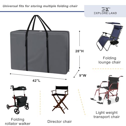 Explore Land Heavy Duty Chair Storage Bag for Folding Longue Zero Gravity Light Weight Transport Folding Rollator Walker (2PACK-Grey) - color: 2 Pack: Grey