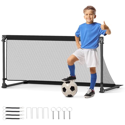 Goplus Soccer Goal, Portable Toddler Soccer Net with Metal Frame, Ground Stakes, Quick Setup, Foldable Soccer Training Equipment for Outdoor Practice Games - style: 47" x 23.5" x 24"