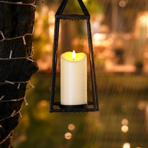 Homemory Outdoor Waterproof Flameless Candles, LED Candles, Battery Operated Candles with Remote and Timers, Electric Fake Plastic Pillar Candles, Ivory White, D3 H4 5" 6" 8" 8", Set of 5 - color: Ivory White, size: D3"xH4"5"6"8"8"