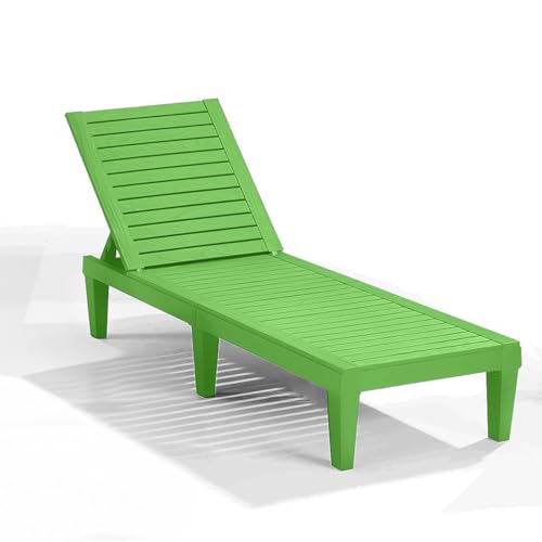 Nestl Sun Tanning Chair - Lime Green Chaise Lounge Chair Outdoor, Lightweight Pool Lounge Chairs, Adjustable 5-Position Reclining Lawn Chair, Waterproof Beach Outdoor Lounge Chairs - color: 4 - Lime Green, size: Single