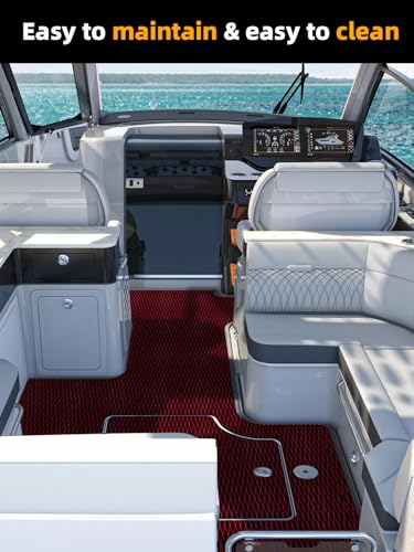 FOCEAN Boat Flooring EVA Foam Boat Decking Marine Mat Non-Slip Self-Adhesive Flooring Sheet for Motorboat Jon Boats Bass Boat Kayak RV Floor, 94.5''x 15.7'', Black with Red Lines - color: Black With Red Lines, size: 94.5"L x 15.7"W x 0.2"Th
