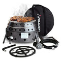 Volcano 2 Collapsible Grill Stove with Fire Pit Burner Ring, Portable Charcoal or Wood Cooker, Propane Fire Ring Conversion, Folding Outdoor Stove with Carrying Case, Compact Steel Camp Bundle - style: Volcano 2 Grill + Fire Pit Burner Ring Kit