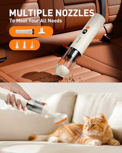 OXILAM Car Vacuum Handheld Vacuum Portable Cordless-14000PA High Power, Blow & Suction 2 in 1, Up to 30 Mins Runtime, Small Vacuum Cleaner for Home, Pet, Car, Office, Ideal Gifts for Men & Women - color: Beige