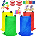 32 Pcs Outdoor Games Potato Sack Race Bags for Kids Adults, Bean Bag Toss Game, 3 Legged Race Bands, Egg Spoon Relay Race Game, Carnival Outside Yard Lawn Games for Easter Christmas Birthday Party