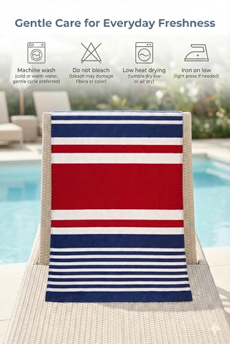 Premium Terry Cabana Beach Towel, Soft Plush Cotton Pool Towel, 30” x 60” Absorbent Quick Dry Travel Towel (Mariner Stripes, 4 Pack) - color: Mariner Stripes, size: 4 Pack