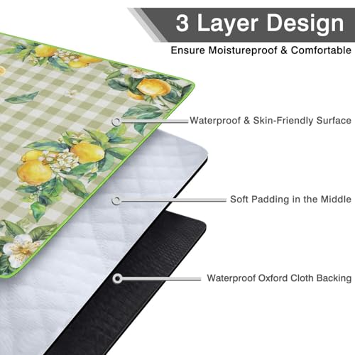 Supfitness Extra Large Picnic Blankets Waterproof Foldable (60"x 80") Boho Beach Blanket Waterproof Sandproof,3-Layer Thicking Mat Outdoor Packable Camping Blanket - color: Greenyellow, size: 5' x 6'8" (Rectangular)