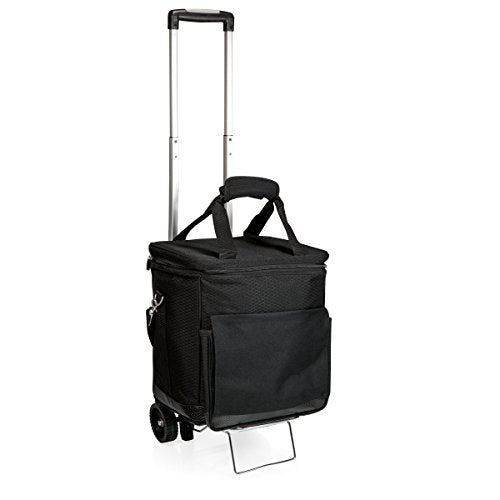 Picnic TIME Cellar 6-Bottle Wine Carrier & Cooler Tote, Insulated Padded Wine Cooler Bag for Travel, Portable Water-Resistant Wine Bag, (Black with Gray Accents) - style: Wine Carrier With Trolley