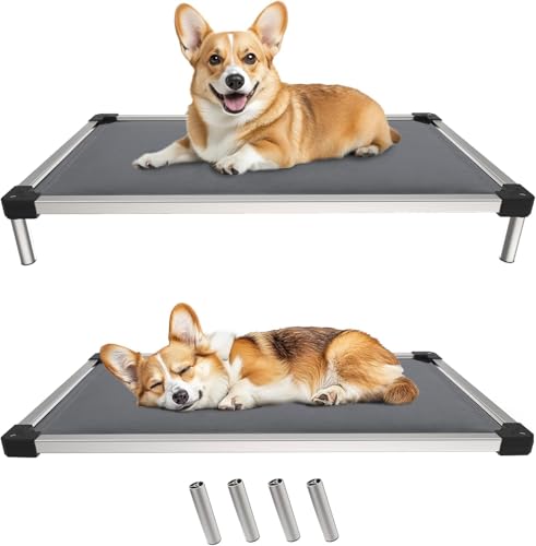 FXW TitanNest Chew-Proof Elevated Dog Bed, Raised Cot for Indoor/Outdoor/Camping Use, Durable & Washable Padded Pet Bed for Medium Dogs, 42.0" L x 27.0" W x 5.0" H, Gray - color: Gray, size: Medium Dog (42.0"l X 27.0"w X 5.0"h)