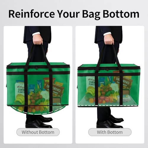 Bodaon Large 2-Pack Insulated Food Delivery Bag With Hard Bottom, XXXL Grocery Shopping/Catering/Bags, Rideshare Delivery Bag, Cold/Hot Styrofoam Carrier for Travel/Car - color: Green, size: XXX-Large(with Hard Bottom)
