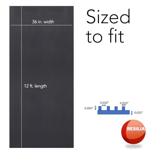 RESILIA Black V-Groove Utility Runner - Waterproof Vinyl Floor/Surface Protector, Heavy Duty Mats, Indoor Hardwood, Hard Floors, Garage, Hallway, Entryway, Kitchen, & Outdoor, 36” x 12’, Made in USA - size: 36" x 144"