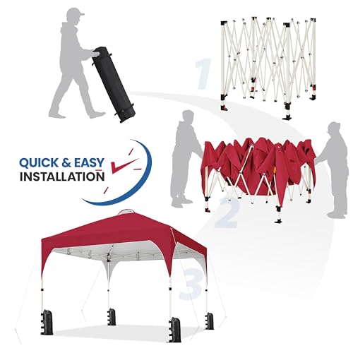 Yaheetech 10x10 Pop Up Canopy Tent with Vent, Easy Set Up Tent, Instant Sun Shelter Canopy with Wheeled Bag, 4 Sandbags, 12 Stakes & 4 Ropes, for Parties, Beach, Outdoor, Red - color: Red, size: 10x10