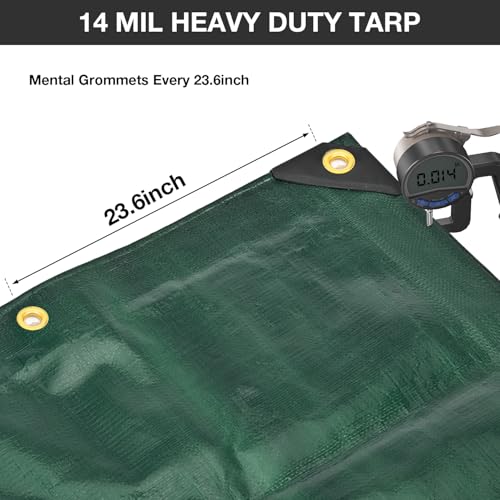 Pattiumo Tarp Waterproof 20 X 30 FT 14 Mil Heavy Duty Tarp Multipurpose Tarps Heavy Duty Waterproof Protective Cover UV All Weather Resistant for Shelter Camping, Green/Brown - color: Green/Brown, size: 20x30ft