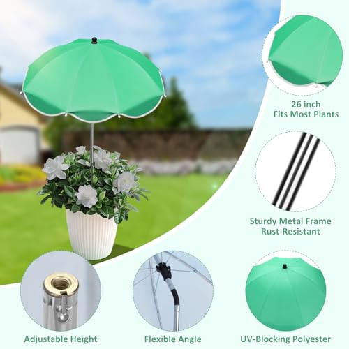 QRRICA 23.6" Adjustable Garden Umbrella Shade for Outdoor Use, Potted Greenery & Garden Beds – Angle-Adjustable Sun Protection - color: 2-pack