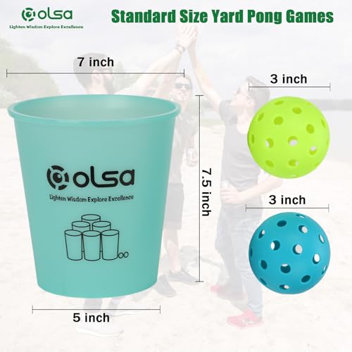 Olsa Giant Yard Pong Set, Toss Family Games for Beach Camping Lawn Backyard Party, Indoor Outdoor Party Games for Adults and Family(Green Glow in Dark) - color: Green Glow in the Dark