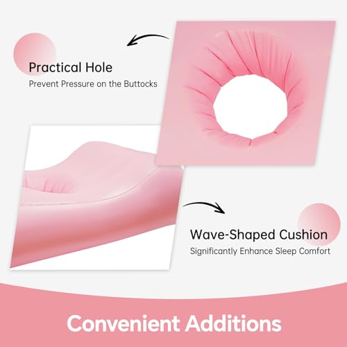BBL Bed After Surgery for Sleeping, Inflatable Mattress Chair Sofa with Hole, Brazilian Butt Lift Recovery Pillow Post Surgery Air Couch for Home - color: Pink a