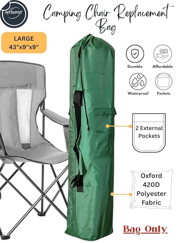 Replacement Bag for Folding Camping Chair, Portable Camp Chair, Hammock, Yoga Mat, Umbrella, Tents, Tripods, Fishing Poles - 420D Oxford Polyester Fabric - color: Green, size: Large 43"x9"x9"
