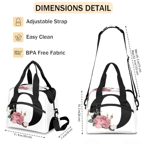 Letter O Insulated Lunch Bag for Women Men Reusable Waterproof Lunch Box Cooler Tote Bag One shoulder portable meal bag Portable Adult Lunchbox for Work Picnic Hiking Beach - color: Letter O