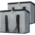 Bodaon 2-Pack Insulated Reusable Grocery Bag with Top, X-Large Frozen Foods Cold, Cooler Shopping Accessories, Insullated Bags, Dark Grey
