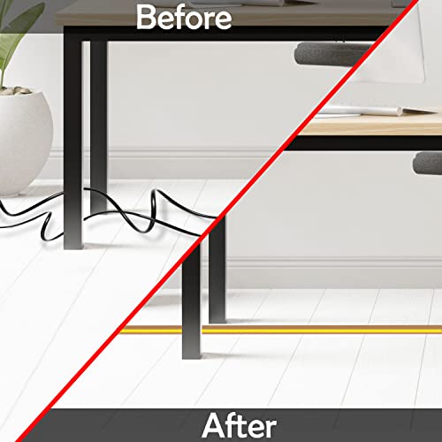 Rubber Bond Cord Cover Floor Cable Protector - Strong Self Adhesive Floor Cord Covers for Wires - Low Profile Extension Cord Covers for Floor & Wall - color: Brown Stripped - Two Thick Cords, size: 6 Feet