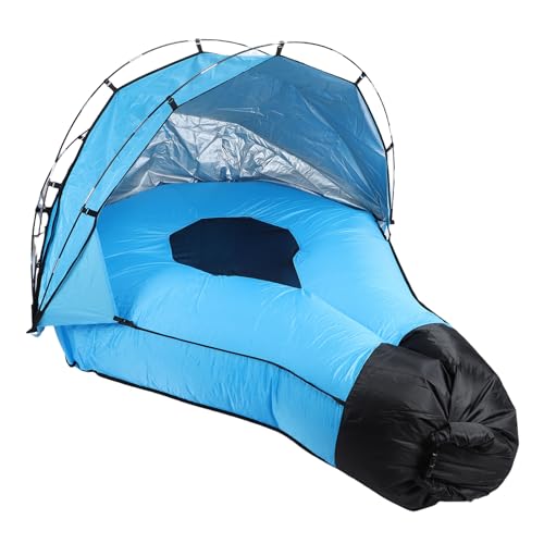 Inflatable Lounger Air Sofa with Sun Shade Water Proof Blow Up Couch Chair for Beach Outdoor