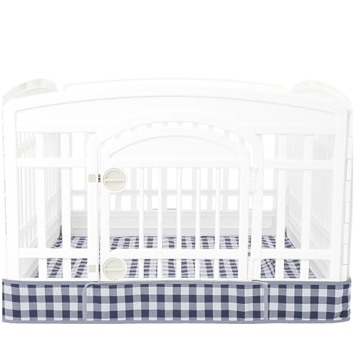 Dog Playpen Bottom Pad Fits for 36 Inch 4 Panels Exercise Pet Playpen, Dog Crate Pad Puppy, Hoop and Loop Design (Note: Playpen Not Included). (BlackCheckered) - color: BlackCheckered