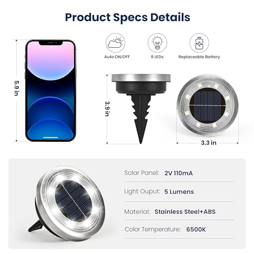 SOLPEX 16 Pack Solar Ground Lights Outdoor Waterproof, Solar Powered Pathway Lights, Landscape Lighting for Garden Walkway Driveway Backyard Decor (Cool White) - color: Cool White, size: 16 Pack
