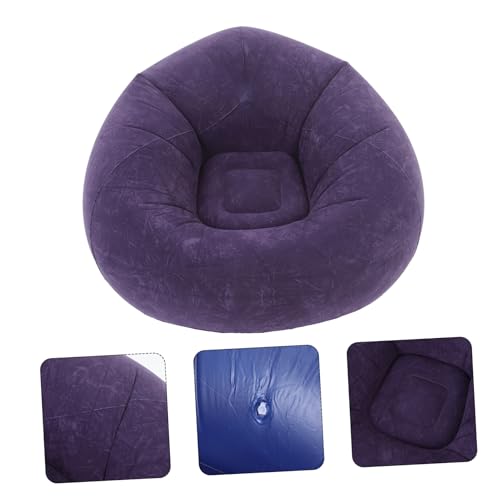 PRETYZOOM Inflatable Lazy Chair for Adults Portable Flocked Bean Bag Sofa for Indoor Living Room Bedroom Camping and Outdoor Relaxation Includes Pump Compact and Space-Saving Design