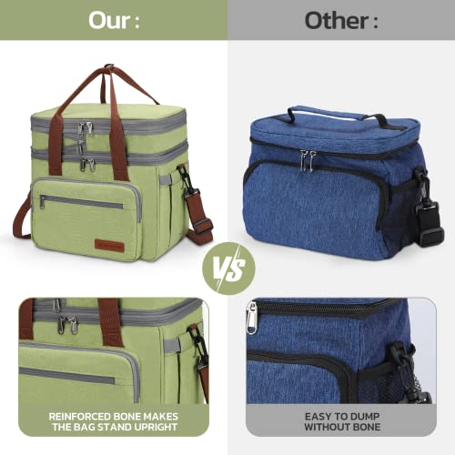 Maelstrom Lunch Box, 23L Insulated Lunch Bag, Expandable Double Deck Cooler Bag, Lightweight Leakproof Tote Bag With Side Tissue Pocket, Suit For Men and Women (C. Green) - color: C. Green