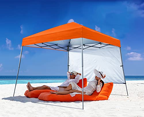 ABCCANOPY Stable Pop Up Beach Tent with Backpack Bag, 10 x 10 ft Base / 8 x 8 ft Top, Orange - color: Orange, size: 10x10