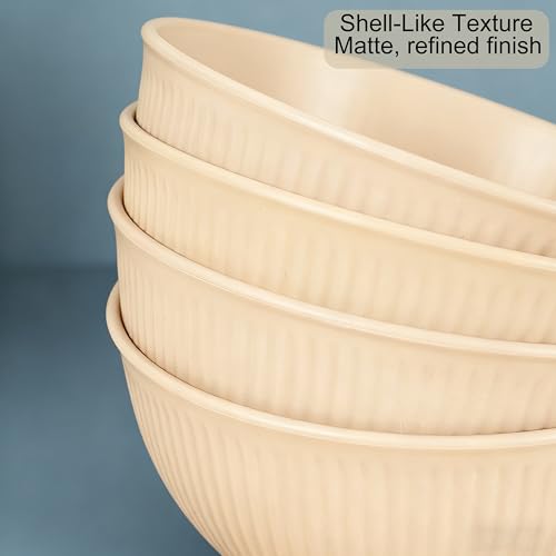 Wheat Straw Bowls Set, 26 oz Unbreakable Soup Bowls, Lightweight Anti-Scald Cereal Bowls, Microwave & Dishwasher Safe for Ramen, Salad, Oatmeal & Rice - color: Beige