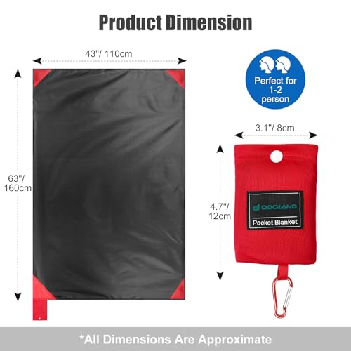 Odoland Beach Blanket Picnic Blanket, 43" x 63" SandProof Waterproof Outdoor Pocket Blanket with Portable Bag, Foldable Lightweight Sand Free Quick Drying Beach Mat for Hiking Camping Travel, Black - color: Black, size: 43.3" x 63"(1-2 People)