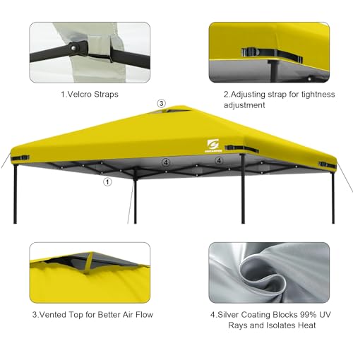10x10 Pop Up Canopy Replacement Top Cover with Air Vent for Straight Leg Canopy Tent, Waterproof for Outdoor Garden Patio Camping Sun Shade(Frame NOT INCUDE) (Mustard Yellow) - color: Mustard Yellow
