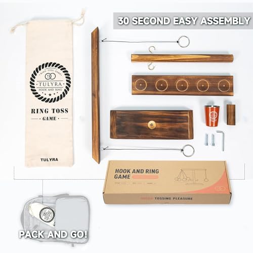 Ring Toss Game for Adults, Hook and Ring Game with Exclusive Carrying case & Unique Stainless Mini Cup, Super Easy to Assemble, XL Size(15.7" X 13"), Outdoor, Family