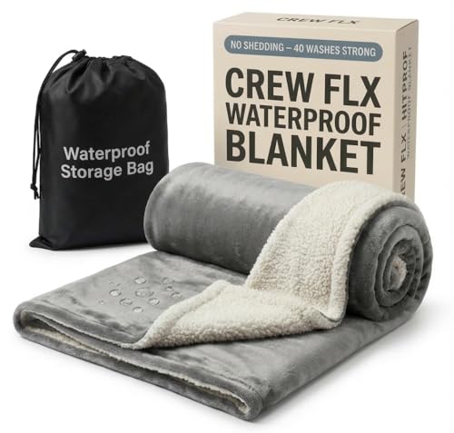 Waterproof Throw Blanket (40"x60") – Reversible Fleece & Sherpa, TPU Leakproof Stain Resistant Couch & Sofa Cover, Bed Protector – Machine Washable - Gray - color: Gray, size: 40 x 60 inch