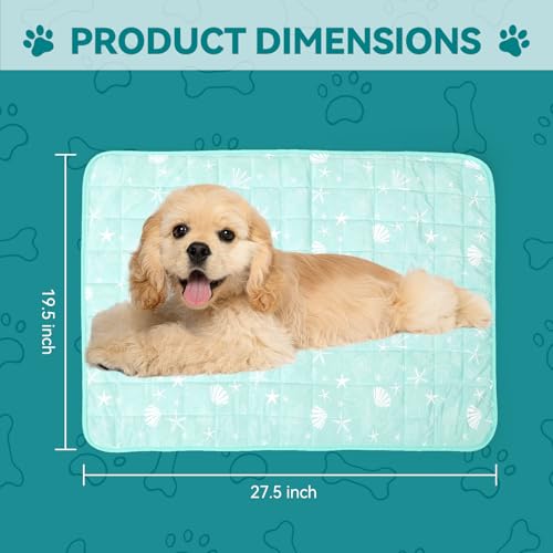 SUPRIY Pet Cooling Mat for Dogs & Cats - Qmax 0.4 Waterproof Cooling Pad, Summer Heat Relief Mat with Japanese Polyester Tech, 3 Sizes Indoor/Outdoor Use (19.5 * 27.5, Blue Ocean) - size: 19.5*27.5