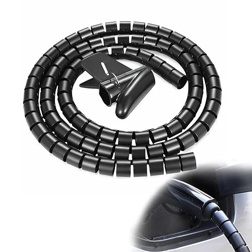 EV Charger Cable Protector, 23FT Electric Car Charger Cable Sleeve,Wear/UV-Proof,EV Charger Cord Protector Flexible/Pet Resistant/Prevents Tread & Door Squeeze
