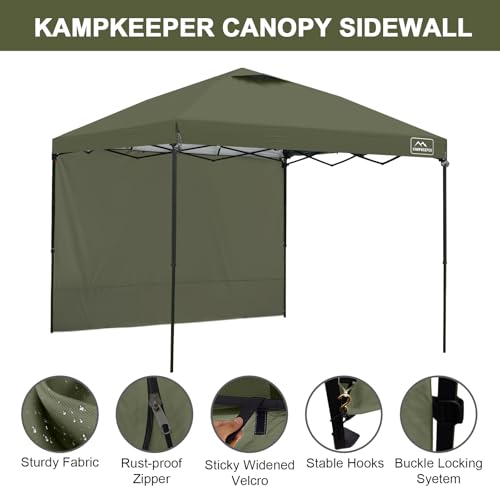 KAMPKEEPER 10X10 Canopy Tent Sidewalls with Zipper for Canopy Frame, 3Pcs Sunwalls Only, UPF50+ Waterproof Side Walls(Olive Green) - color: Olive Green
