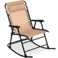 Best Choice Products Outdoor Zero Gravity Rocking Chair, Folding Reclining Patio Lounge Chair with Adjustable Pillow for Lawn, Beach, Camping - Beige - color: Beige