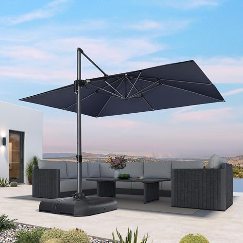 PURPLE LEAF 10' X 13' Patio Umbrella Outdoor Cantilever Rectangle Umbrella Aluminum Offset Umbrella with 360-degree Rotation for Garden Deck Pool Patio, Navy Blue - color: Navy Blue, size: 10' X 13', style: Standard