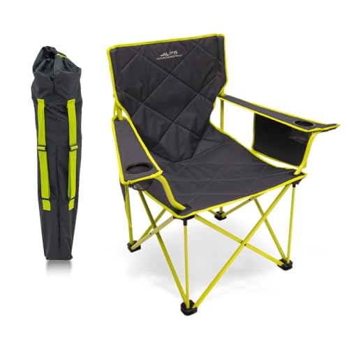 ALPS Mountaineering King Kong Camping Chairs for Adults with Mesh Cup Holders and Pockets, Built Durable and Reliable with Compact Foldable Steel Frame - color: Charcoal/Citrus - New