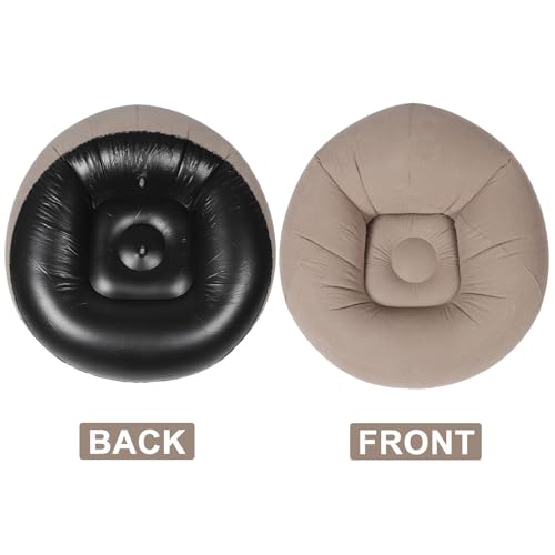 GLEAVI Inflatable Bean Bag Chair for Adults Portable Outdoor Sofa Air Lounger with Flocking Surface Coffee Color Suitable for Camping and Patio Seating