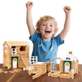 Jovi-mindly＆Notchies 107 Pcs Wooden Blocks Toys with Door and Windows,Classic Old Fashioned Toys,Wooden Building Blocks for Kids Ages 4-8 Boys and Girls,Birthday Toys Gifts - style: Dream House