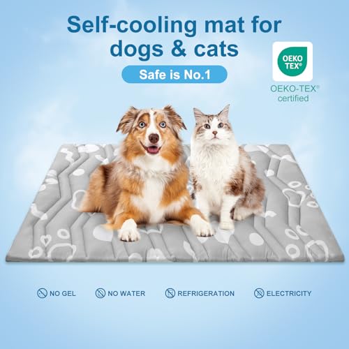 BEAUTYZOO Upgrade Dog Cooling Mat Extra Large, Reversible Self-Cooling Mat for Dogs, Thicken Pet Ice Cool Pad Blanket for Summer Kennel Sofa Bed Floor Car Seat, Machine Washable&Foldable, 36"x23" - color: Grey, size: 36.0"L x 23.0"W x 1.0"Th(M)
