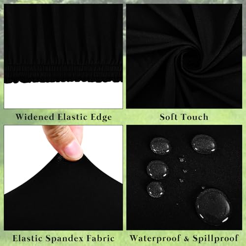 6 Pack Picnic Table Cover Elastic Fitted Tablecloths for 4 Foot Rectangle Tables Waterproof Stretch Washable Patio Folding Outdoor Spandex Table Cloth for Camping Banquet and Parties (Black,30" x 48") - color: Black, size: 30"x48" (Pack of 6)