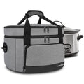YOREPEK 2 Layer Slow Cooker Carrier, Compatible with 6, 7, 8 Quart Crock-Pot, Insulated Large Slow Cooker Travel Bag with Bottom Pad Lid Fasten Straps, for Family Gathering Potluck, Gifts for Women - color: Gray
